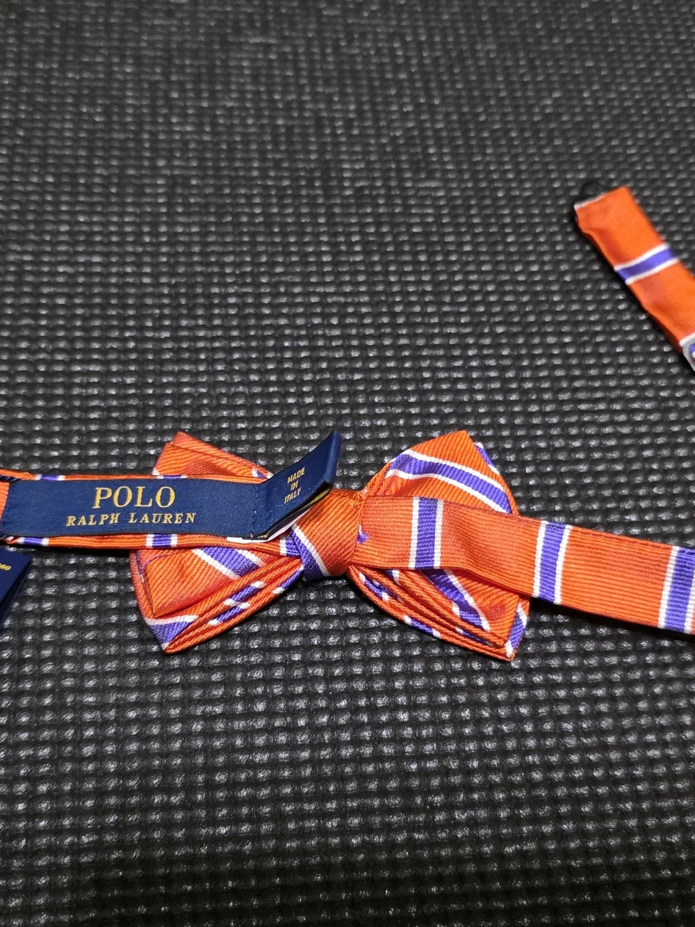 Polo by Ralph Lauren Orange and Blue Striped Bow Tie